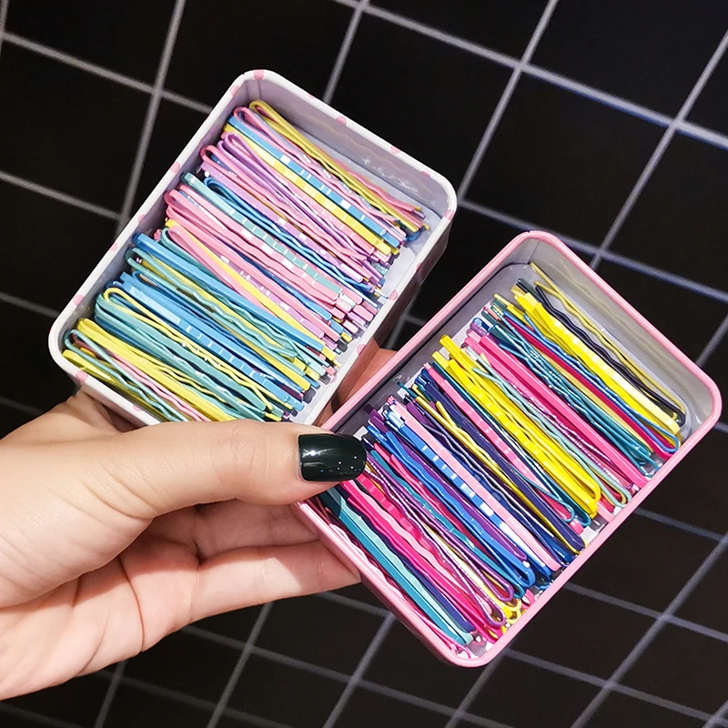 YYOUFU новые милые коробки упакованы черные Красочные Металлические Заколки для