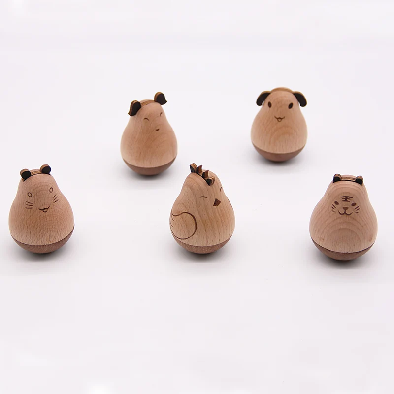 Маленькие деревянные игрушки ручной работы в виде животных забавные мини Roly Poly