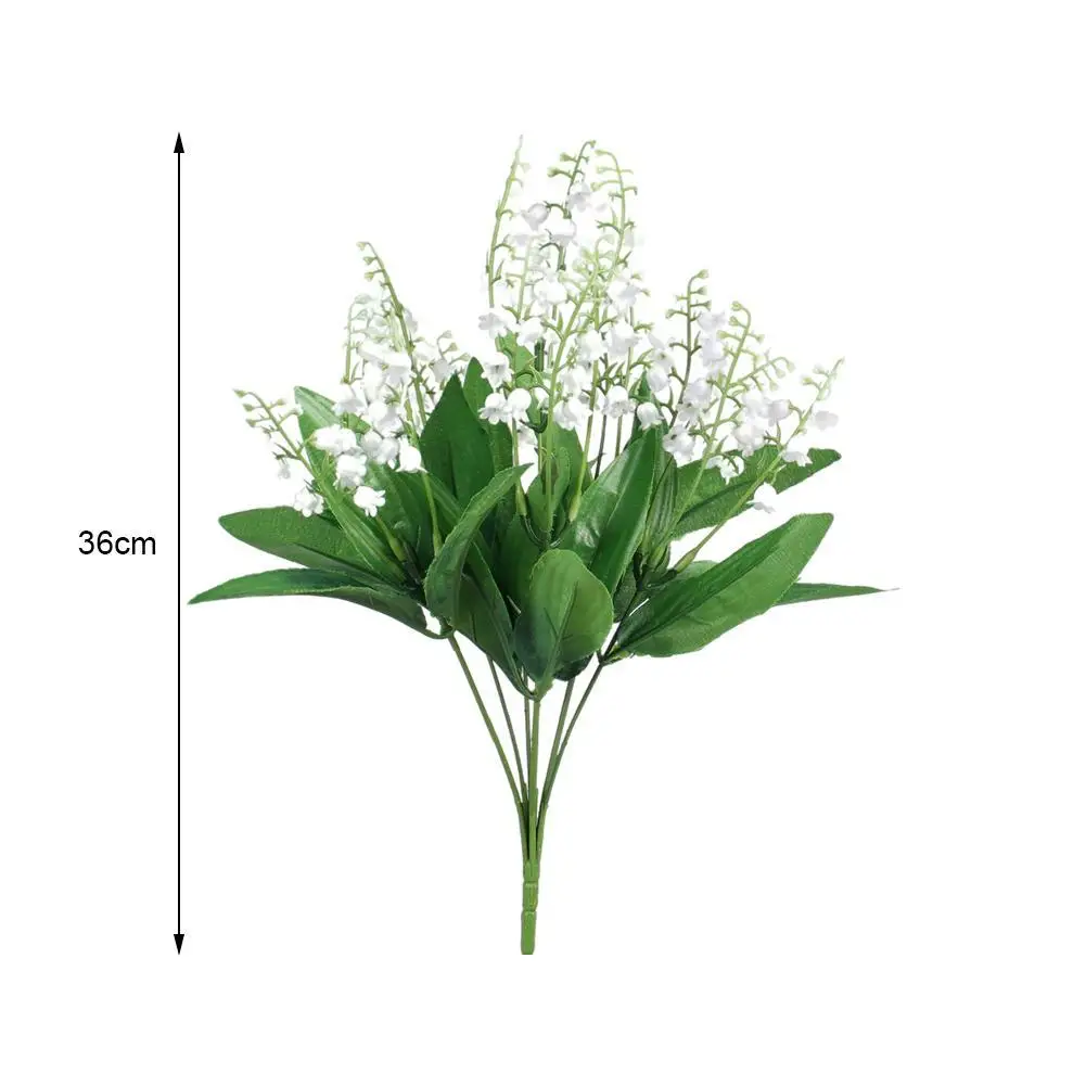 

Artificial Flower Realistic Lily Of The Valley Flower Plastic White 7-pitch Bellflower Wedding Party Office Home Garden Decor