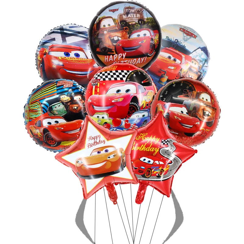 

8pcs Disney Cars Lightning McQueen Theme 18 inch Aluminum Film Balloon Cartoon Birthday Party Decorations Baby Shower Supplies