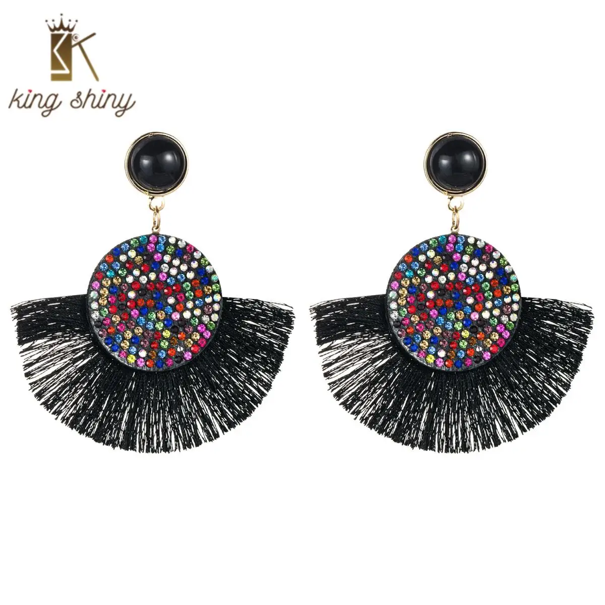 

2020 Za Brand Tassel Earrings Bohemian Statement Luxury Long Earring Handmade Woman Geometric Fringe Fashion Rhinestone Earrings
