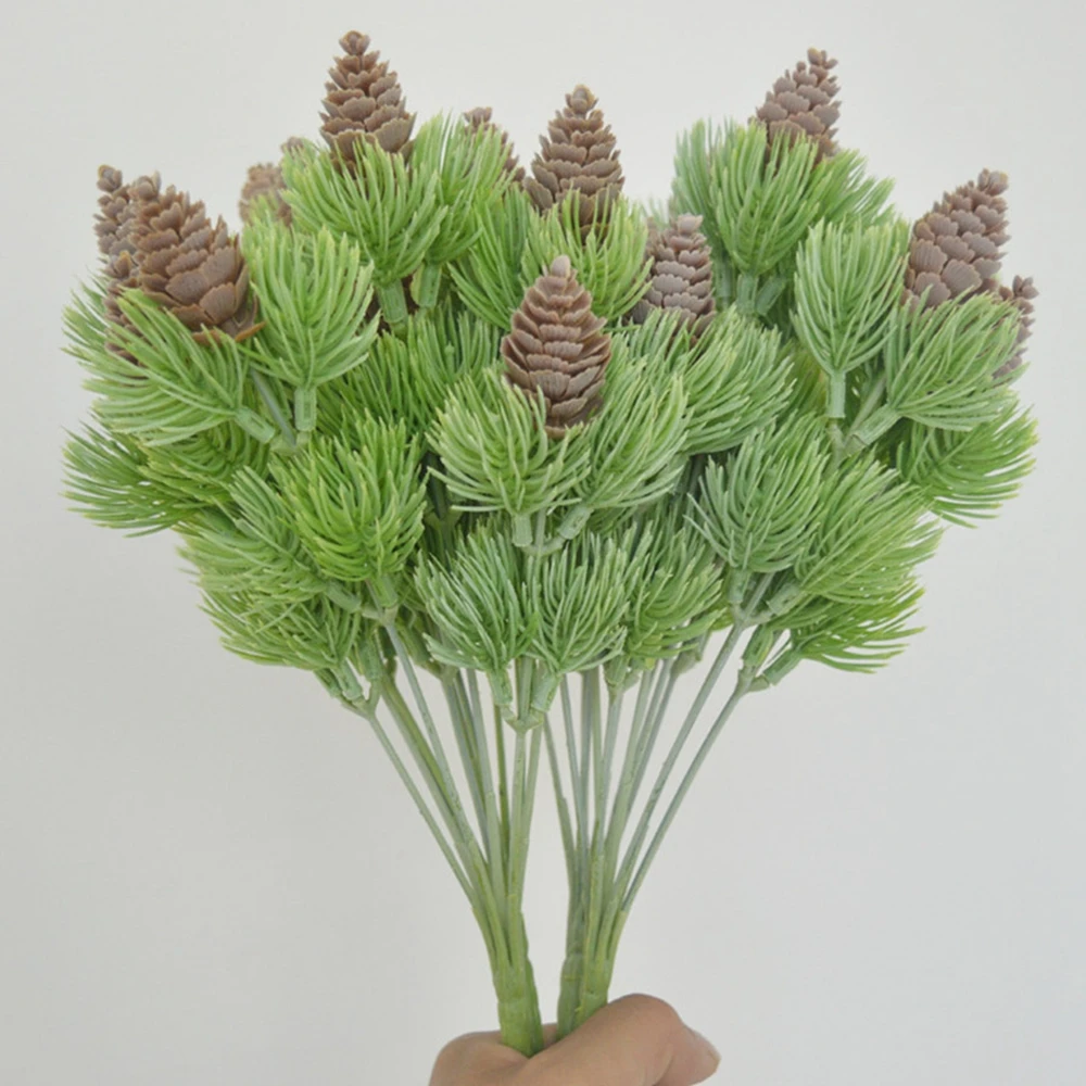 Artificial Plastic Pine 7 Branches Nuts Cones Fake Plants Tree For Christmas Party Decoration Faux Grass Xmas Home Decor | Дом и сад