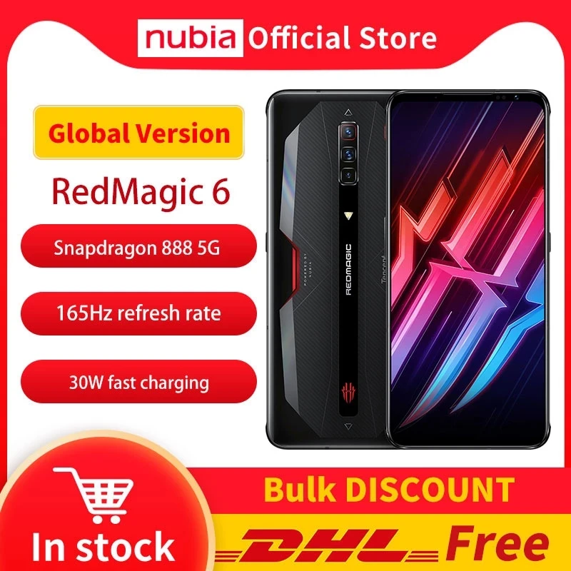 Nubia красный Магия 6 игровой смартфон глобальная версия 8 '飽 Гц активно матричные осид Snapdragon 888 Octa Core 30W