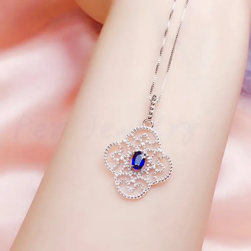 Натуральный настоящий сапфировый кулон бесплатная доставка серебро 925 пробы 0.6ct