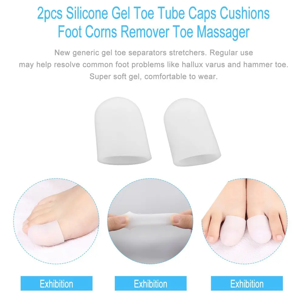 2Pcs Silicone Gel Toe Tube Caps Cushions Foot Corns Remover Finger Protect Body Massager Insoles Health Care | Красота и здоровье