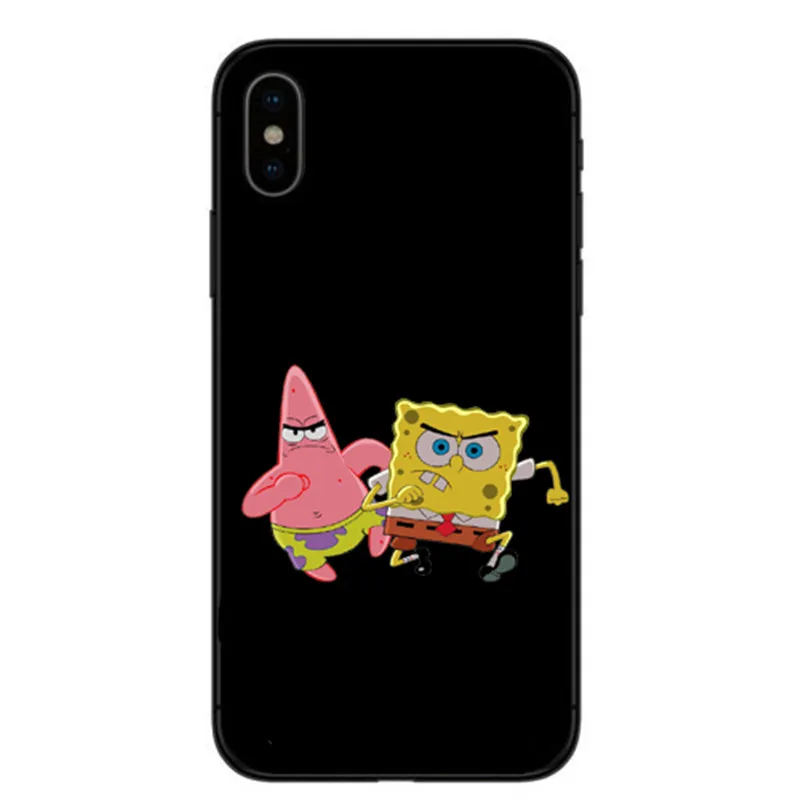 SpongeBobs Квадратные Штаны Губка Bobs лучший друг черный ТПУ Мягкий силиконовый чехол для телефона для iphone 11ProMax X XR XMax 8Plus 7 6 5 - Цвет: TPU