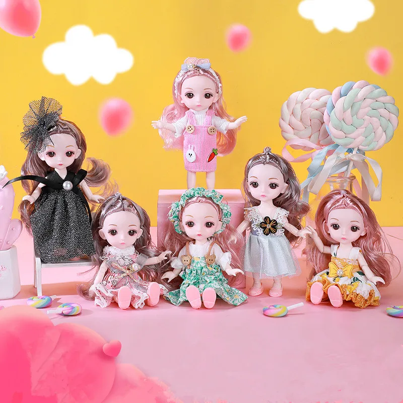 

16cm 1/12 BJD Doll 13 Joints Movable Fashion Princess Dress Up Dress Dress Suit 3D Eyes 1/12 Girl Toy DIY Children Birthday Gift