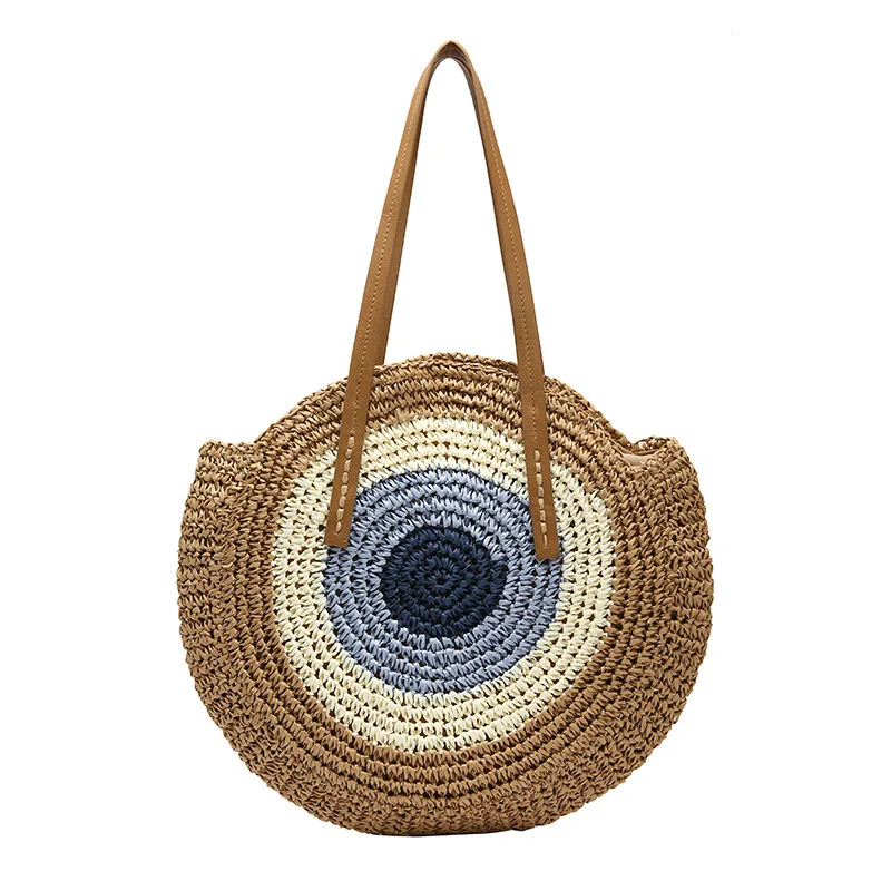 

2019 New Round Straw Bags Women Summer Rattan Bag Handmade Woven Beach CrossBody Shouler Bag Circle Bohemia Handbag Bali Purses