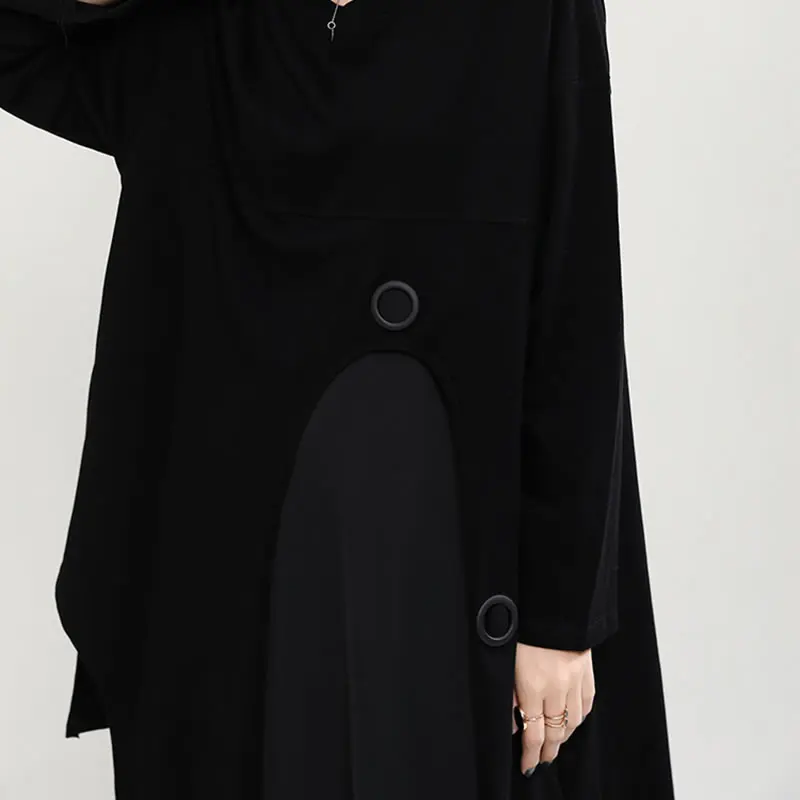 

XITAO Casual Patchwork Dress Women Winter Hollow Out Circle Trendy Fashion New Style O Neck Collar Long Sleeve Elegant ZP2949
