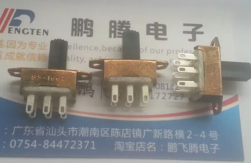 1 шт., оригинальный американский рычажный переключатель CWIndust GF126-0250, двухрядный, 6 футов, 2 шестерни, высокое напряжение, отверстие для винта, скользящий переключатель 3A125V