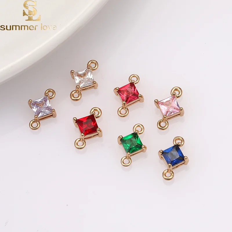 10 шт милые каваи золотистое соединение квадратные Хрустальные Подвески для