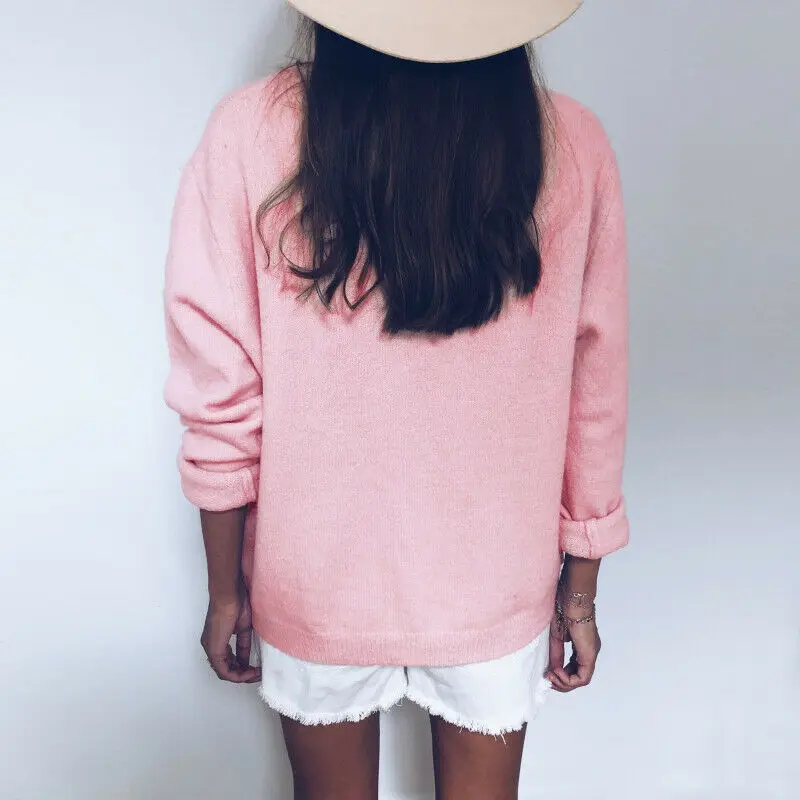 2020 женский кардиган свитер с v-образным вырезом однотонный Свободный Трикотаж