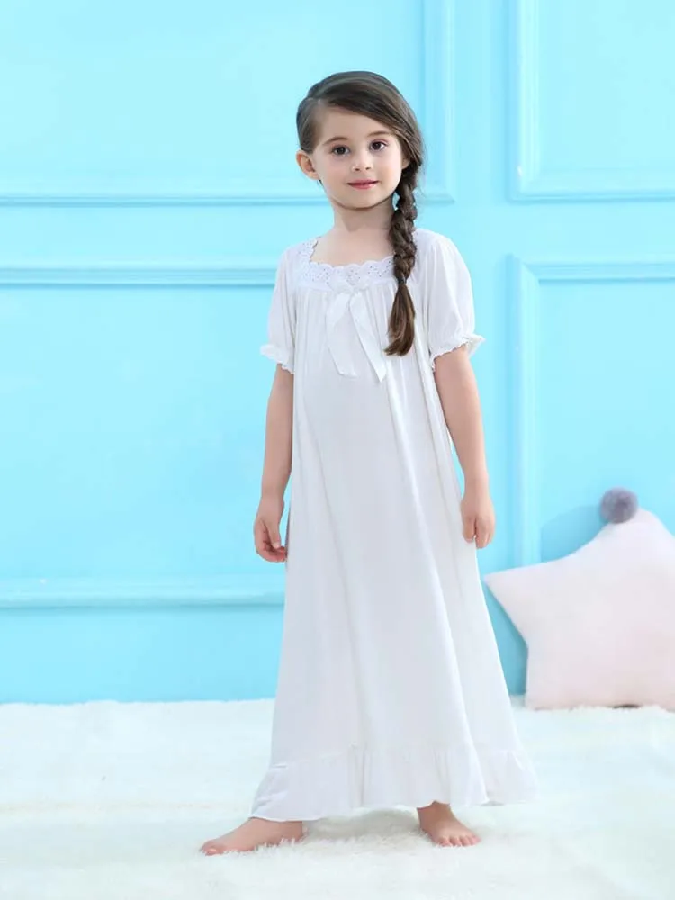 Хлопковая ночная рубашка для девочек детские пижамы платье маленьких одежда