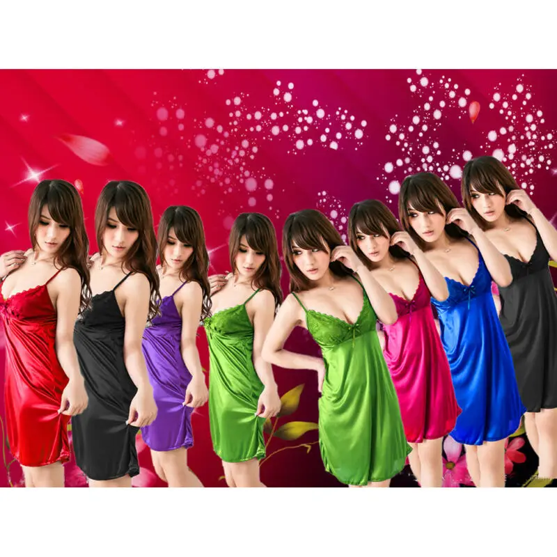 Сексуальное женское нижнее белье Ночная сорочка бебидолл атласное гладкое