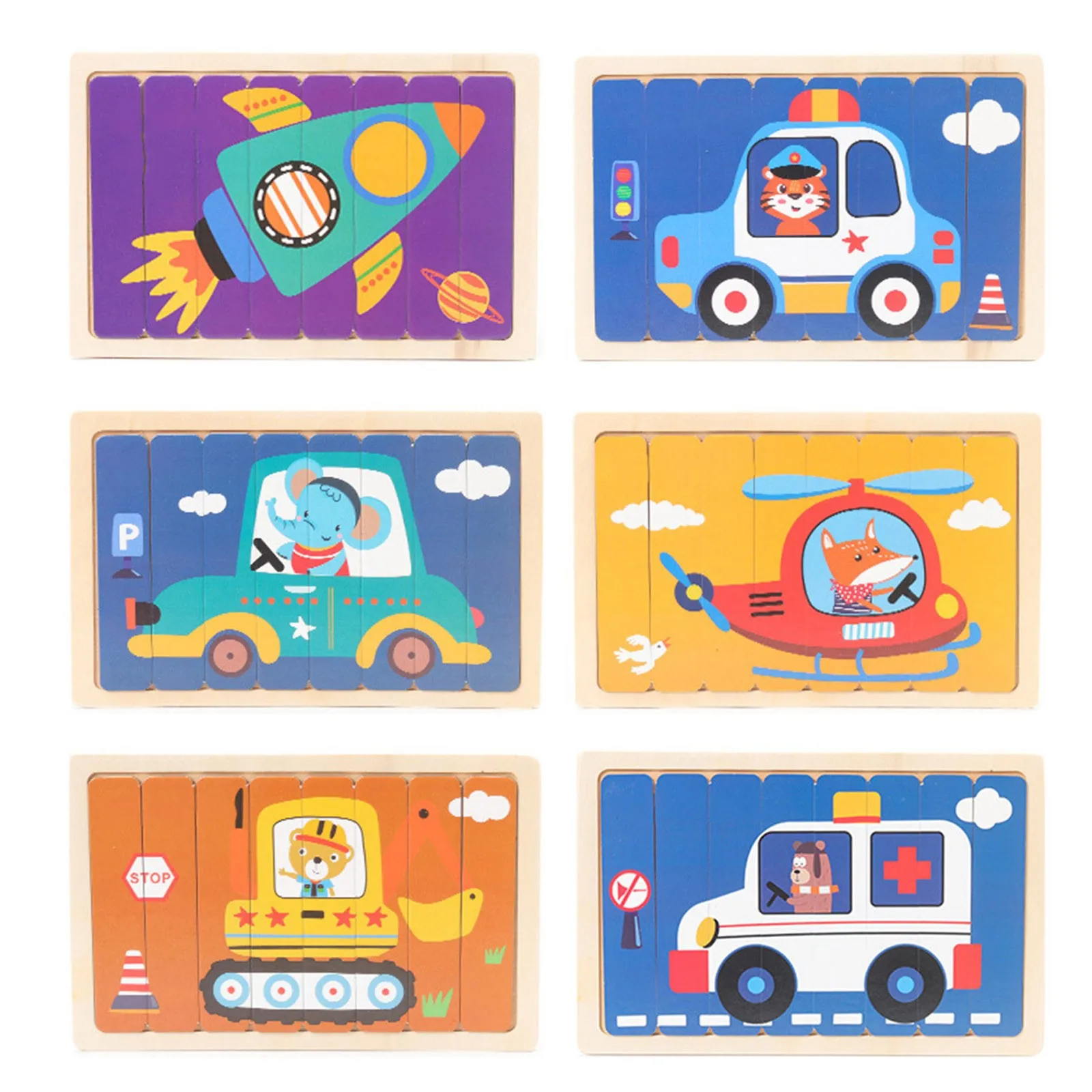 Деревянная головоломка с животными модель блока классификация и укладки игрушки