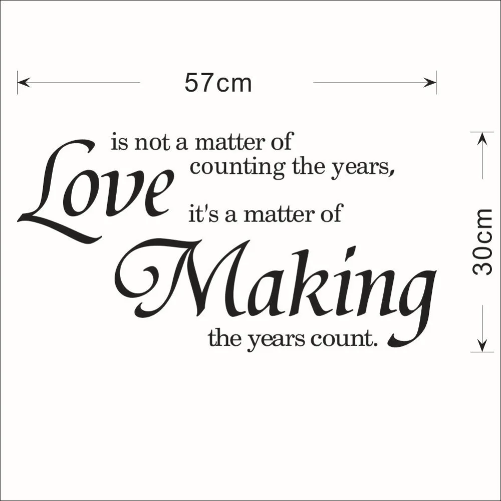 

New Quotes 'LOVE IS NOT A MATTER OF COUNTING THE YEARS' Wall Decals Removable Art Home Wall Stickers Room Wall Decor