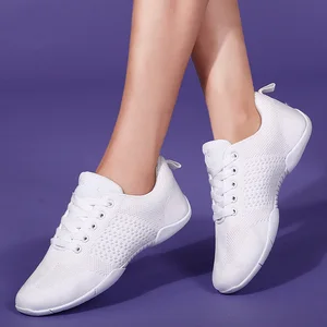 White Aerobic Shoes Children's Adult Fitness Shoes Gymnastics Sports Dance Shoes for Women Cheerlead