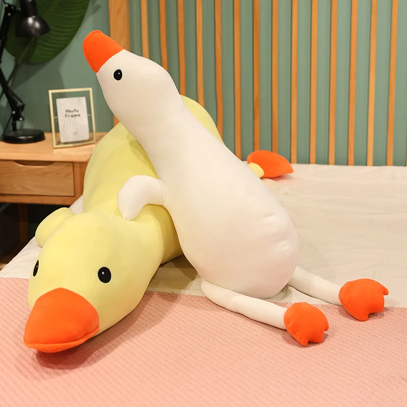

65-100cm Big Plush White Duck Toy Giant SIze Pink Duck Sky Long Neck Goose Lifelike Animal Doll toys for Kids Birthday Gift
