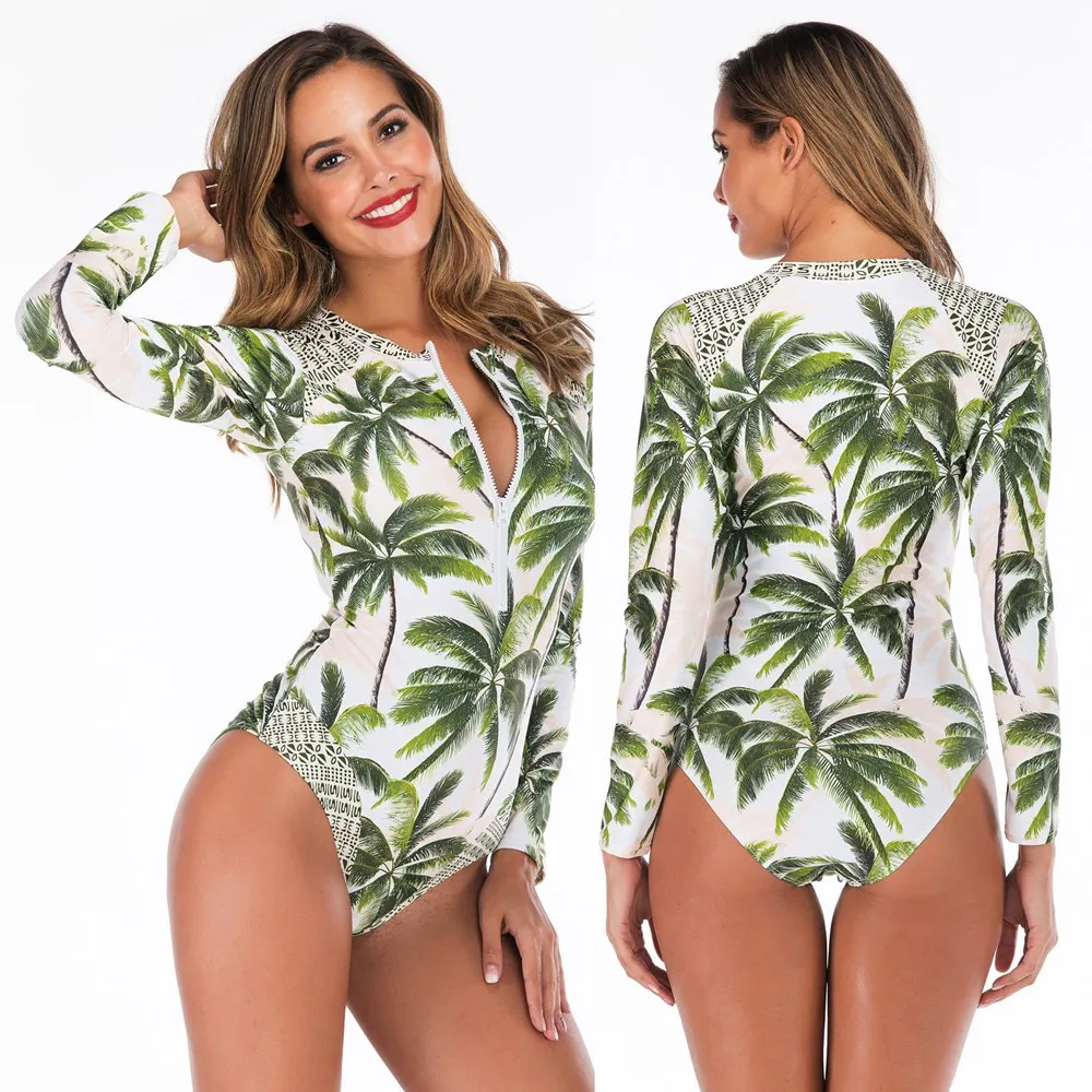 Купальники Для женщин 2020 Одна Деталь сексуальный купальник с длинным рукавом