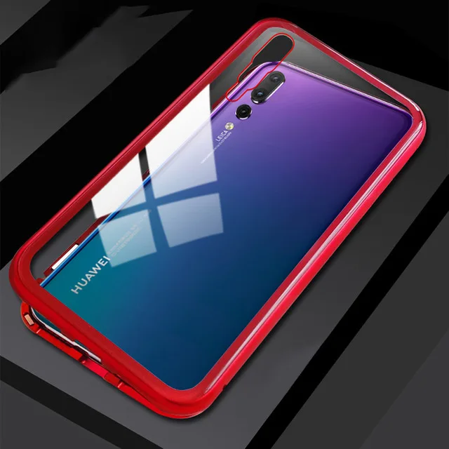 Red Магнитная Адсорбция металла Стекло чехол для huawei P30 P20 Lite рro Коврики 20 10 Nova 3 3i 3E 4 4E 5 5i Pro Чехол для телефона чехол Coque - Цвет: Red