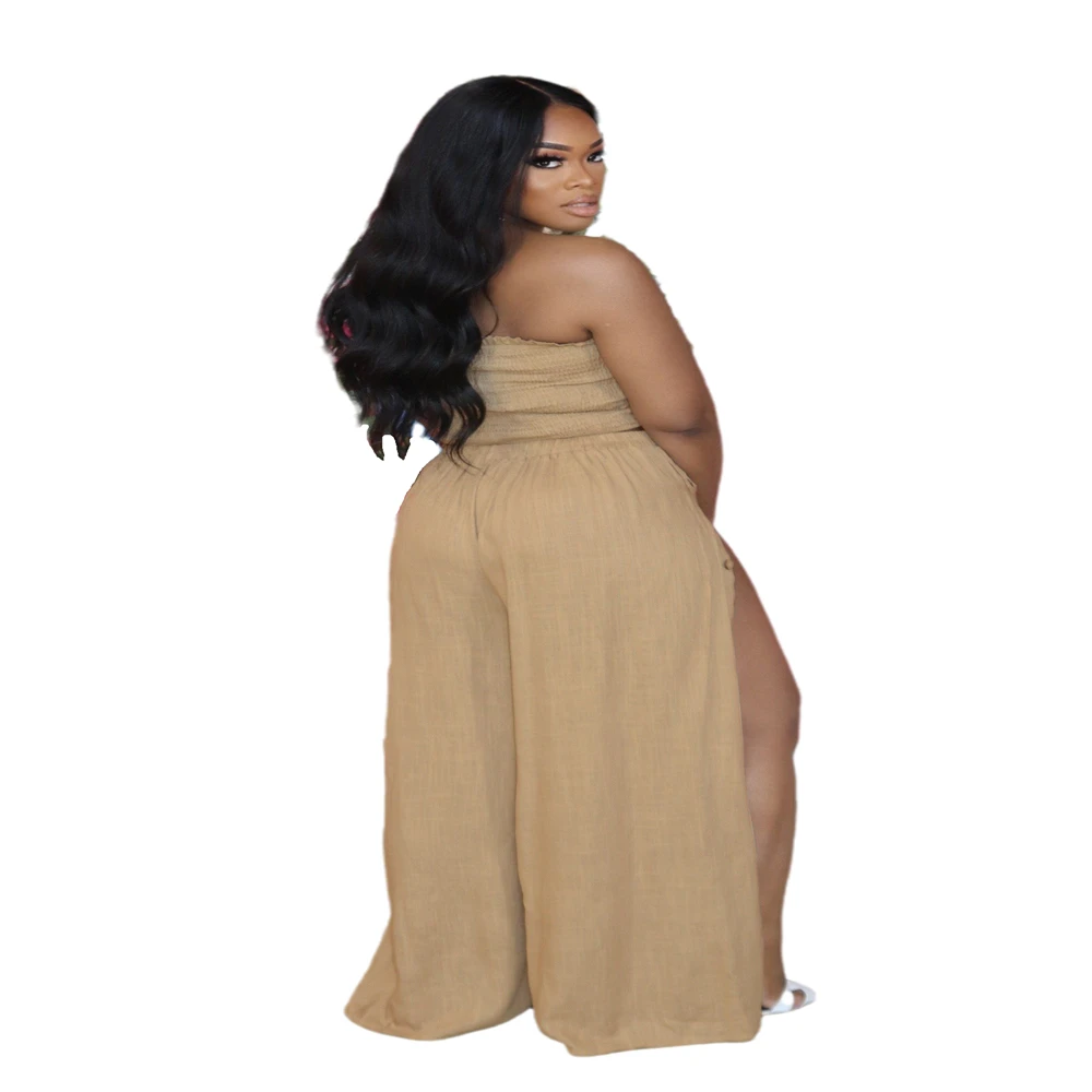 Hn002 European and American summer goods source eBay burst bra pleated women's fashion leisure dress two piece suit wholesale