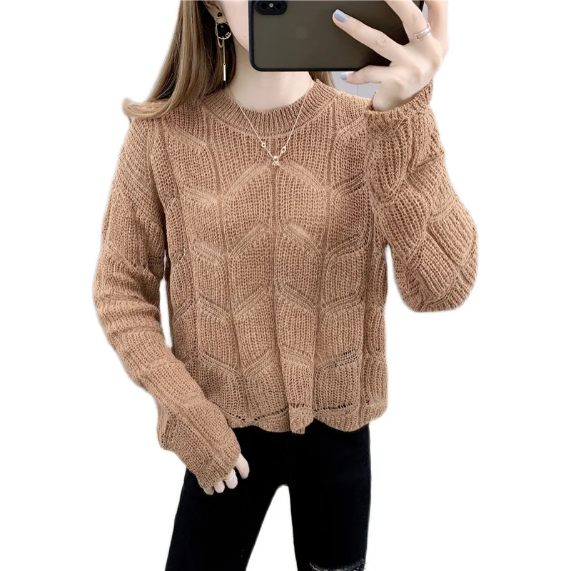 

Room 172794, row 5, No.1 lower] real photo of spring dress solid color hollow out short round neck Pullover [1001] 40