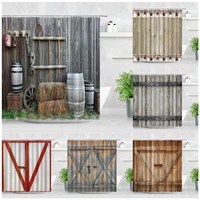 retro old rustic wood doors shower curtains vintage scenery 3d print home decor waterproof polyester fabric bathroom curtain set