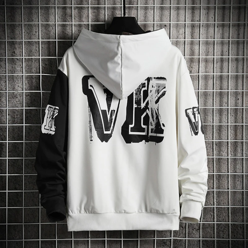 

Spring and autumn men's sweatshirt casual hip hop street loose hoodie new men's fashion personality letter printed hoodie patchw