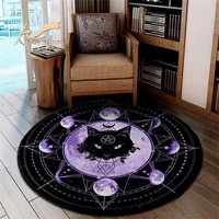 black cat magic circle lovers animal rescue round circle custom rug designed personalized carpet pet lover natural lover 5 size