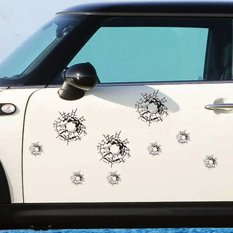 

3Pcs/Set 18cm*13.5cm Bullet Holes Glass Art Car Stickers Car-styling Decal