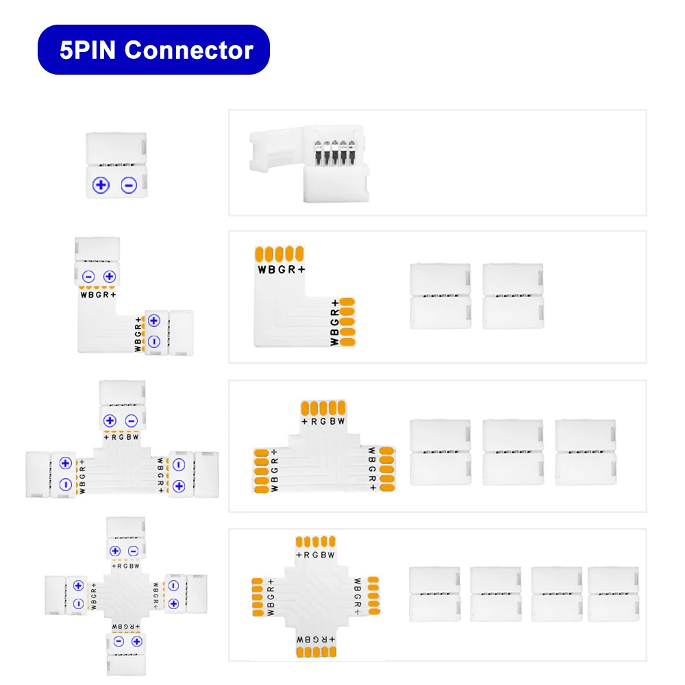 Светодиодные полосы разъем 2pin 3pin 4pin 5pin 10/12 мм Ширина L/T/X Форма пайки Защитные