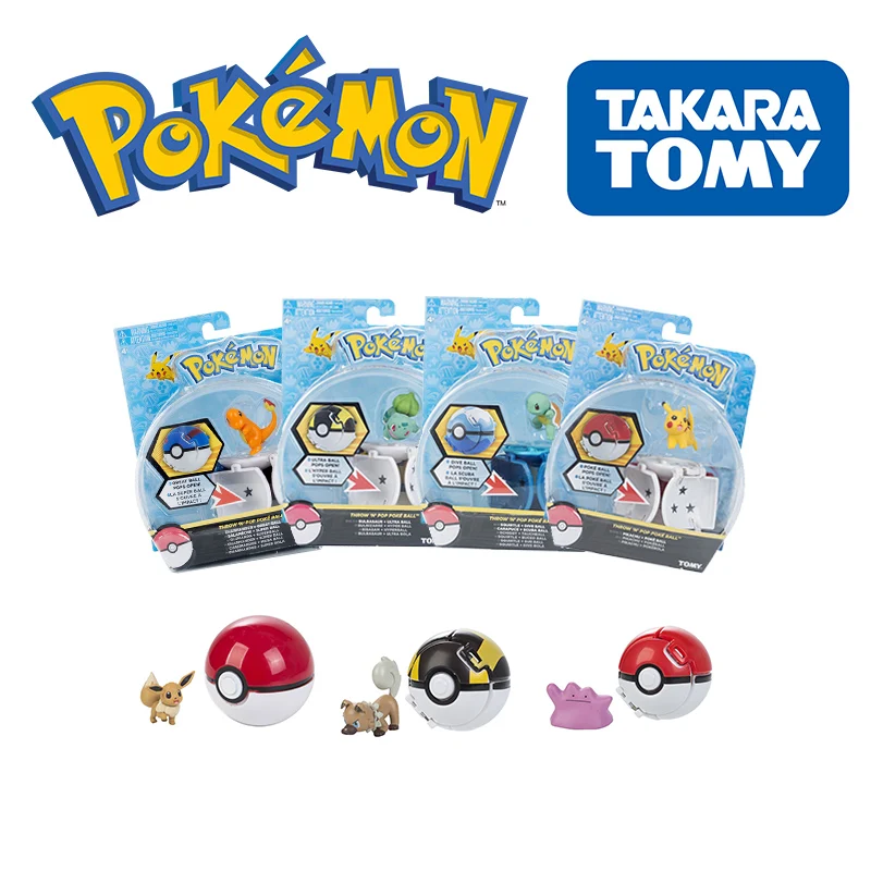 

Flip Pokeball Anime Tomy Pokemon Go The 2 Classic Figure Pikachu Bulbasaur Charmander Genuine Dolls Kids Gifts