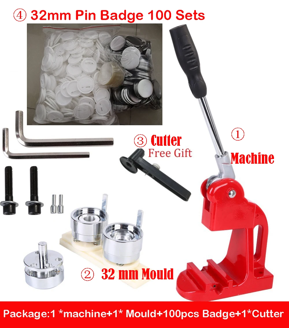 В наличии значок кнопки включения машины с рабочей поверхностью диаметром 32 мм