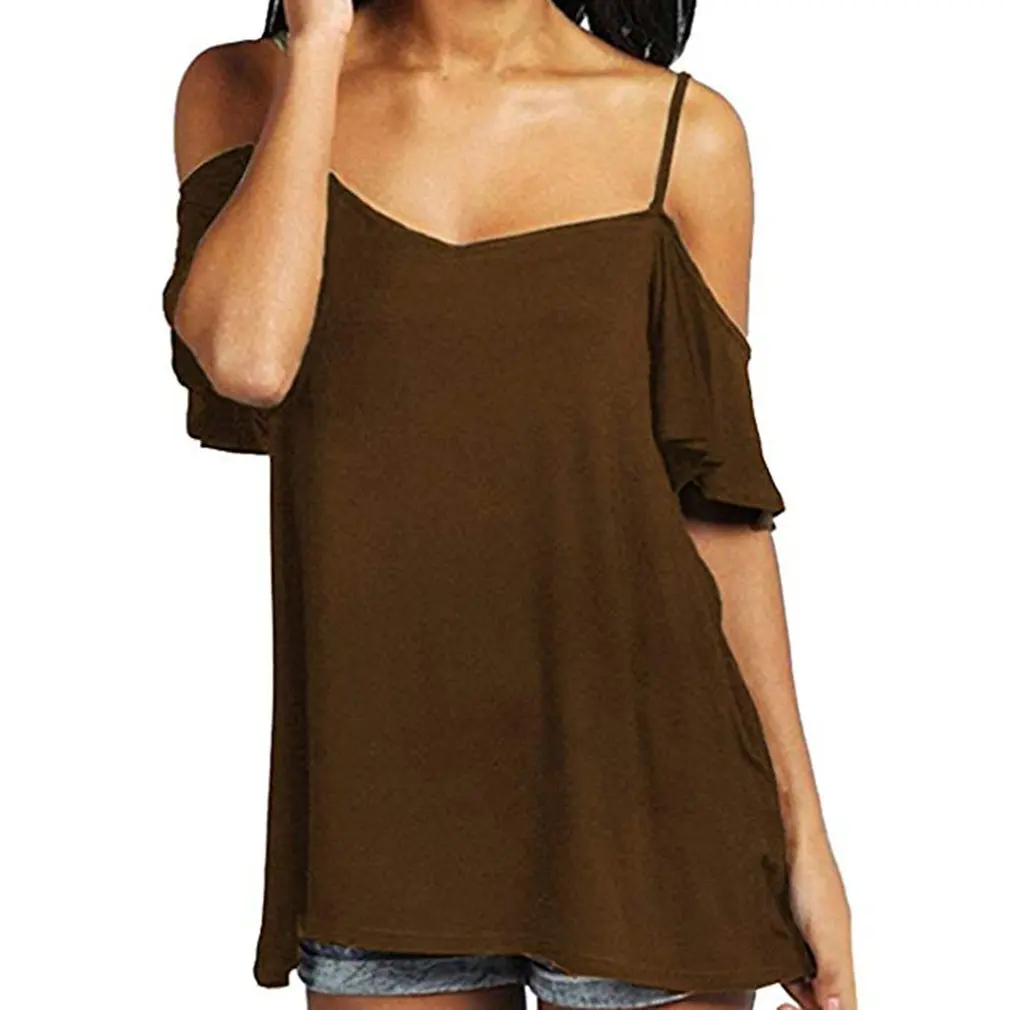 Сексуальная Женская футболка с открытыми плечами и вырезом лодочкой топы