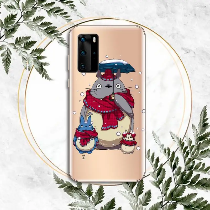 

Cartoon Ghibli Miyazaki Totoro Phone Case Clear Transparent for huawei honor P 40 30 20 lite Pro 10 i 8 9 x p smart 2019