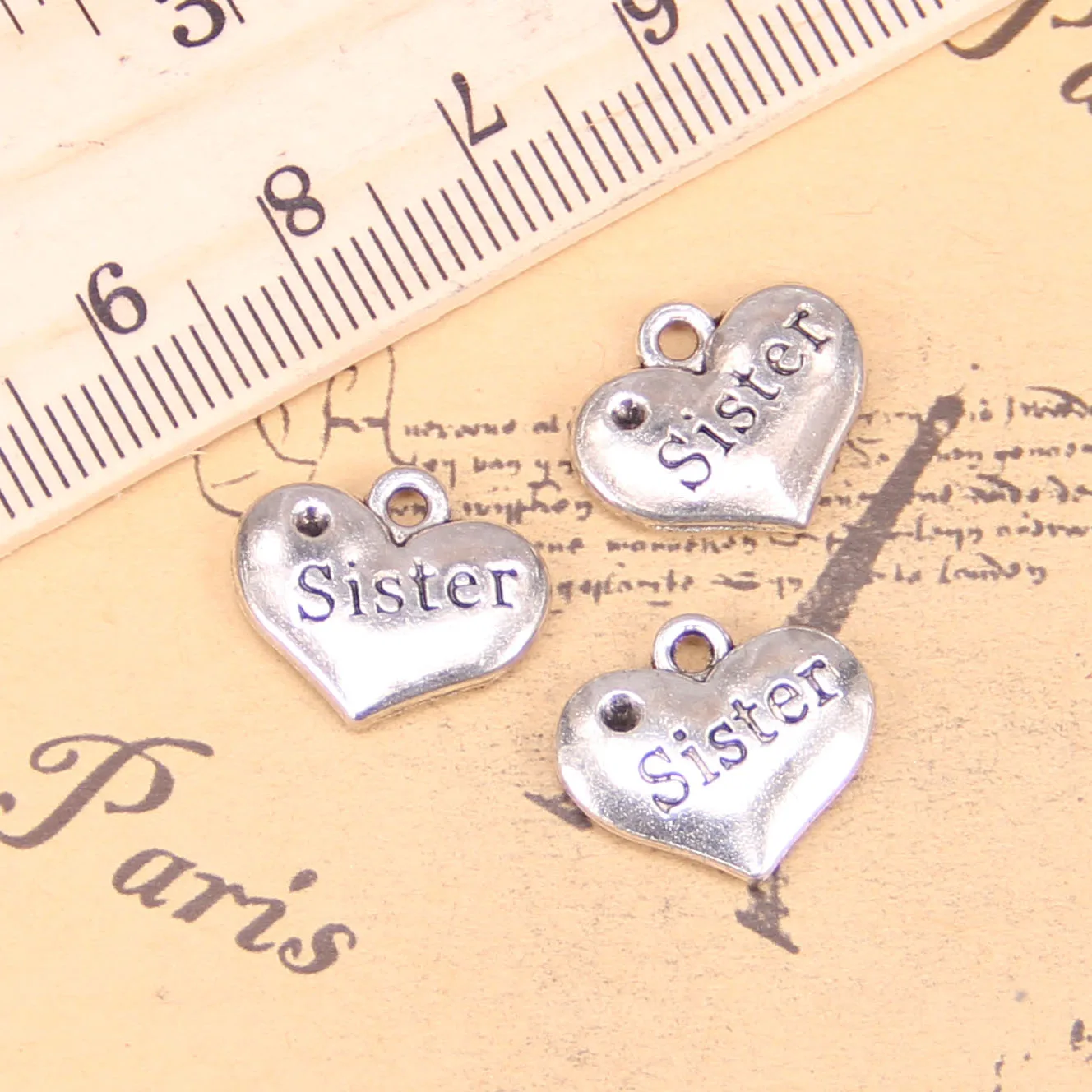 12 шт амулеты двухсторонние сердце сестра 13x15 мм старинные подвески Винтажные