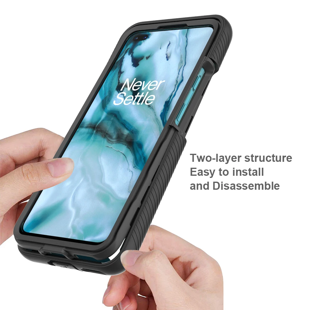 heavy protection dust proof anti fall color border transparent two in one phone case for oneplus 7t 8t 7 8 pro nord 5g tpu cover free global shipping