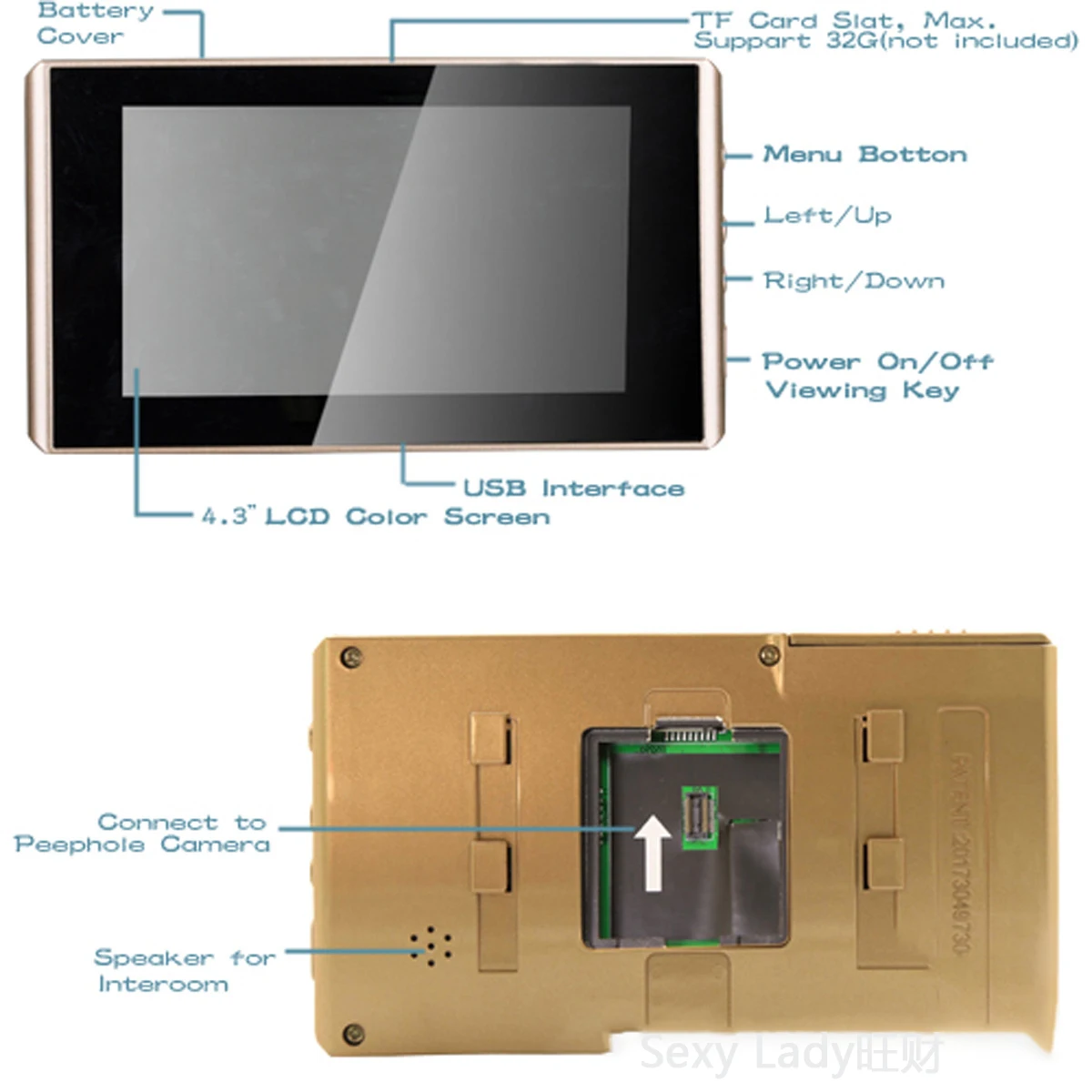 

Peephole Door Camera Video IP Doorbell IR PIR HD Camera Motion Detect Remotely Control