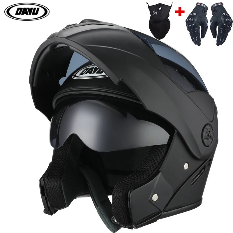NEW Motorcycle Helmet Flip Up Visor Dual Lens Casco Moto Cool motocross  Helmet Full Face Casco Black Motorbike Helmets Modular