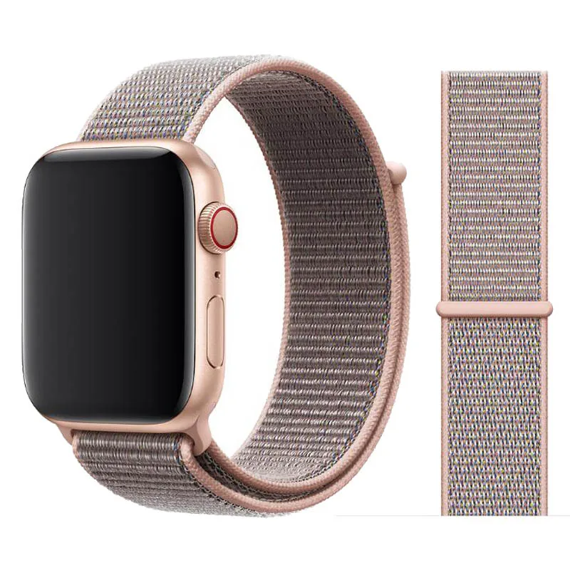 pink sand Нейлоновый спортивный бесшовный мягкий для наручных часов iwatch серии 4/5/3/2/1 дышащий замена ремешок для наручных часов Apple Watch 38 мм/40 мм/42 мм/44 мм - Цвет ремешка: pink sand