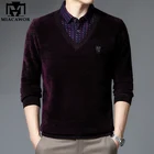 Новинка, модный брендовый корейский стиль, толстый теплый вязаный пуловер, шерстяной роскошный Повседневный джемпер с имитацией двух предметов, мужская одежда Y391