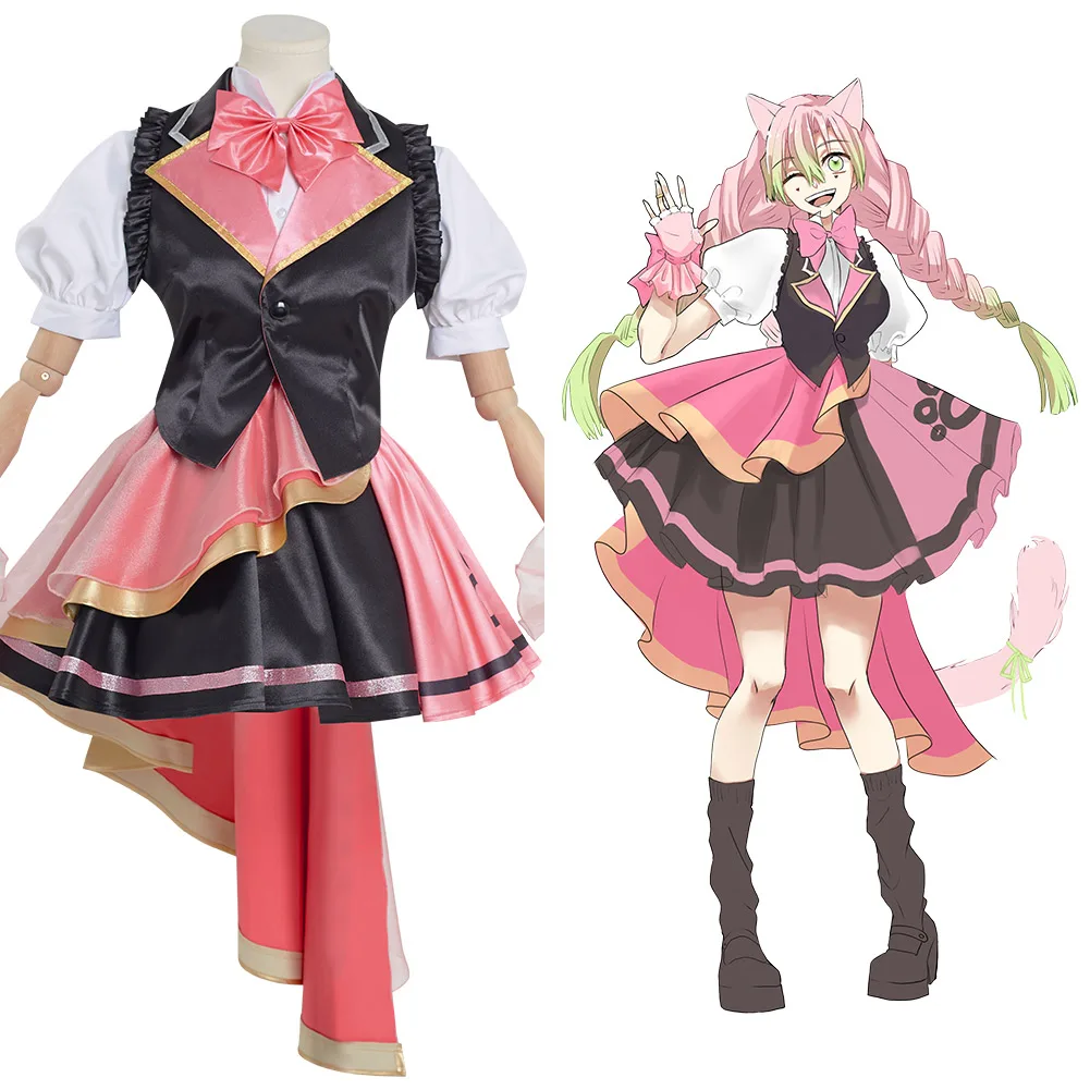 

Костюм для косплея Kanroji Mitsuri из аниме «рассекающий демонов», платье лолиты, кимоно, наряды, карнавальный костюм на Хэллоуин, дизайн нового поколения