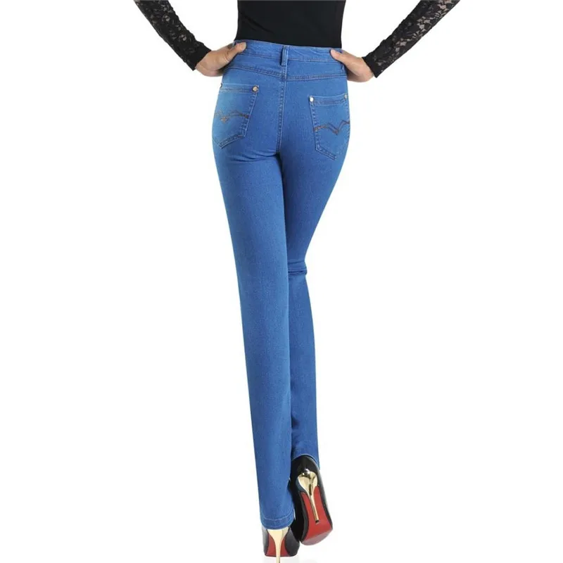 2019 женские джинсы с завышенной талией эластичные высокой обтягивающие Большие