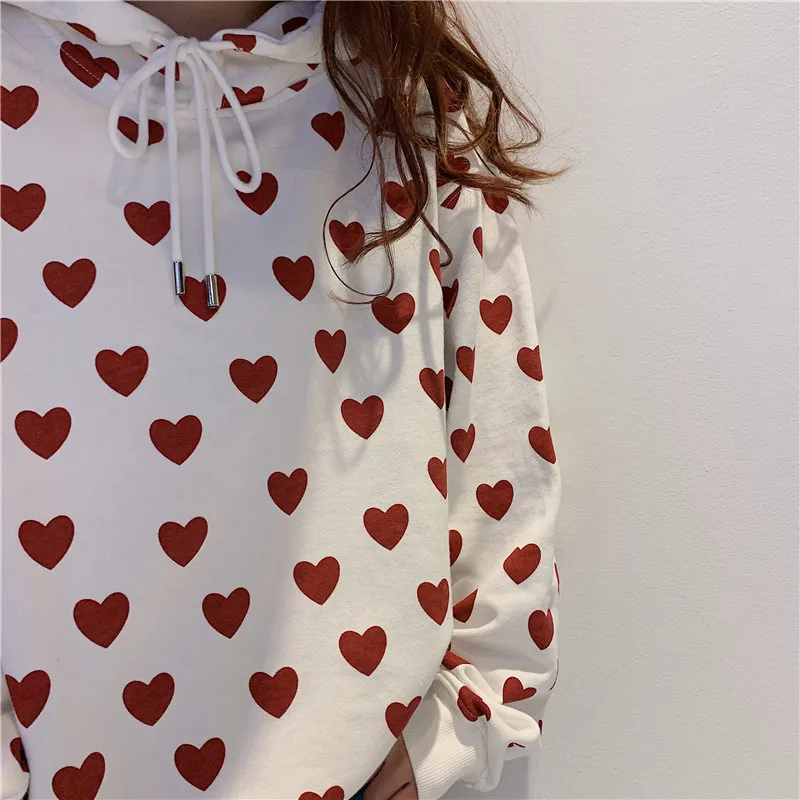 

ZOGAA Korean Version Student Loose Bf Cute Love Print Kawaii Sweatshirt Ins New Warm Fashion Female Harajuku Hoodie Sweatershirt