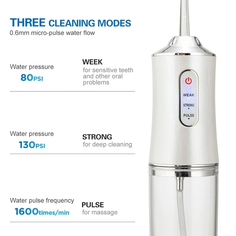 

Oral Irrigator Water Flosser 240ML Big Capacity Cordless Portable Teeth Cleaner Irrigator Flosser
