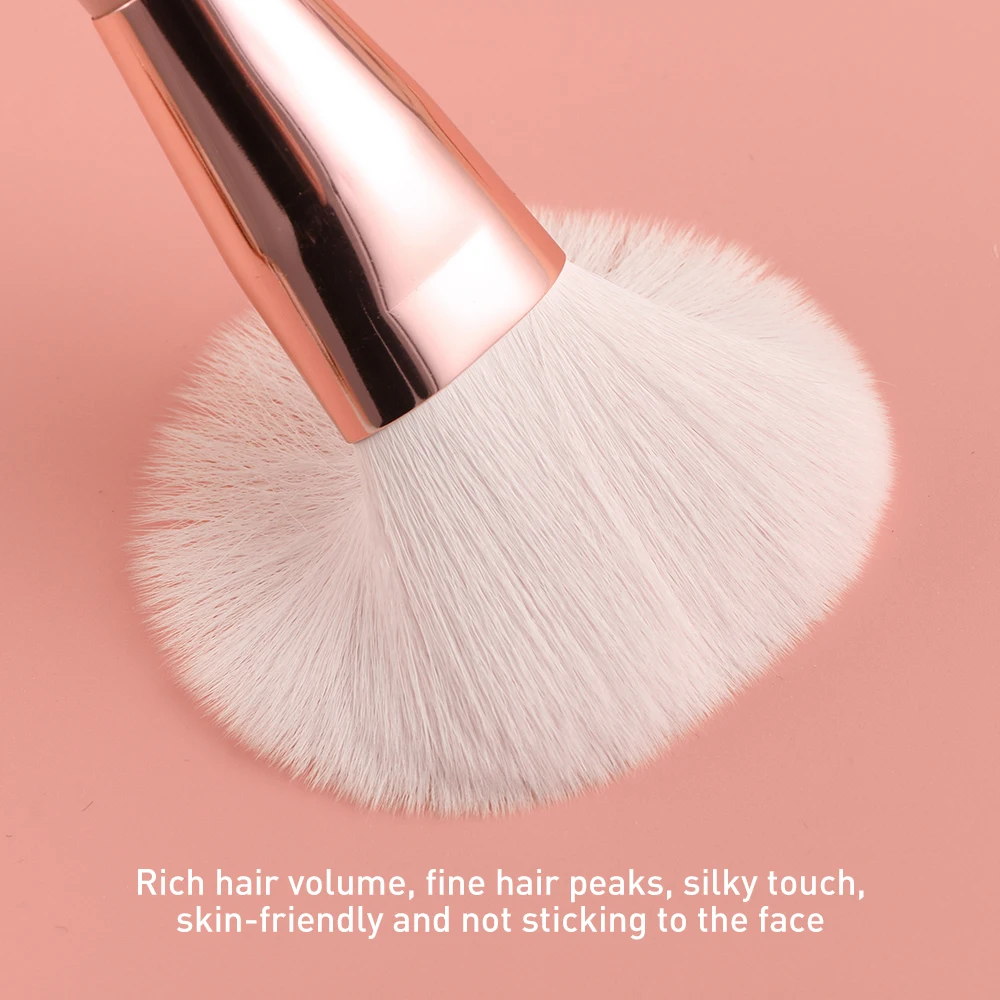 Набор кистей для макияжа BEILI 15 шт. розовый/розовое золото профессиональная пудра