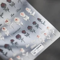 810 3 cm 3d rose flower nail stickers multi style daisy pattern black white stickers for manicure diy stickers for nail