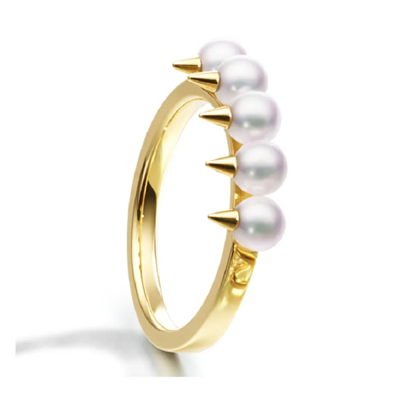 

MANI E PIEDI Customized Gothic Devil Pearl And Spike Ring For Women Gold Luxury Quality Jewelry Korean New Trend Danger Tribe