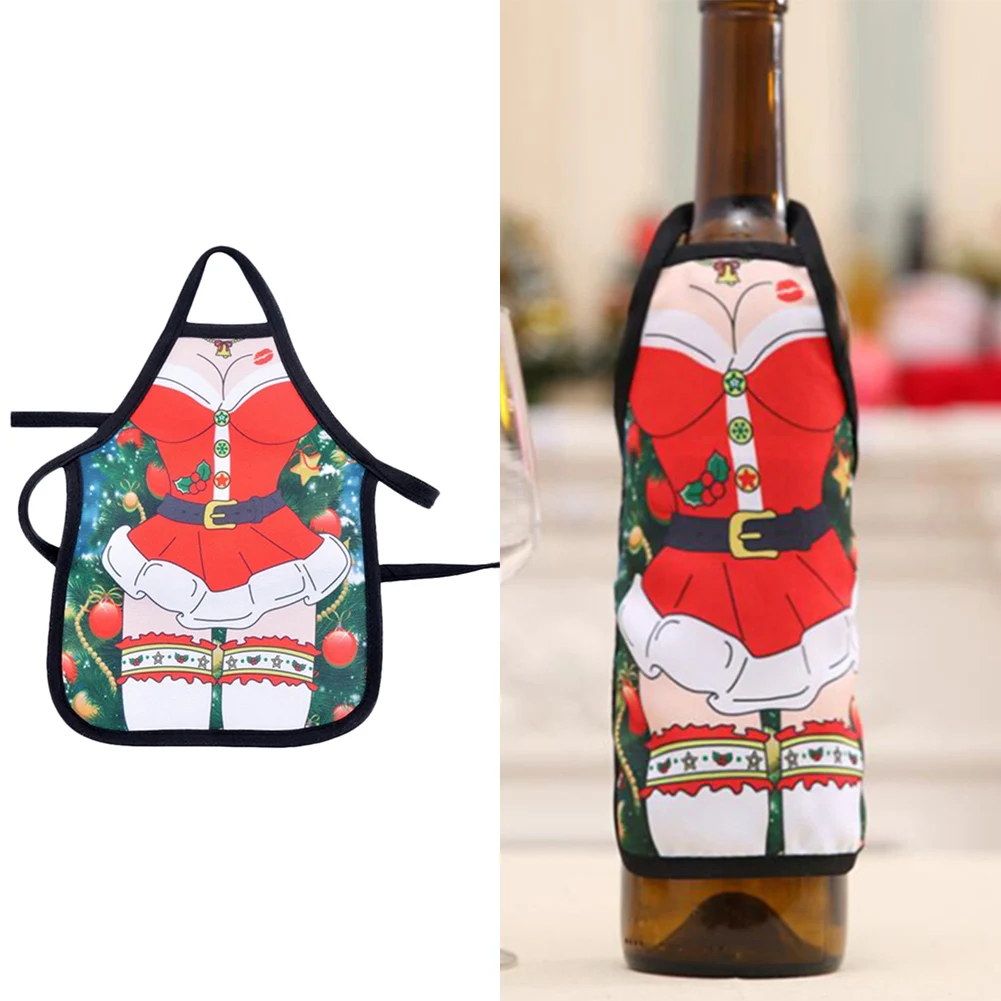 Рождественские украшения обеденный Карманный Фартук для вина чехол мини-бутылки