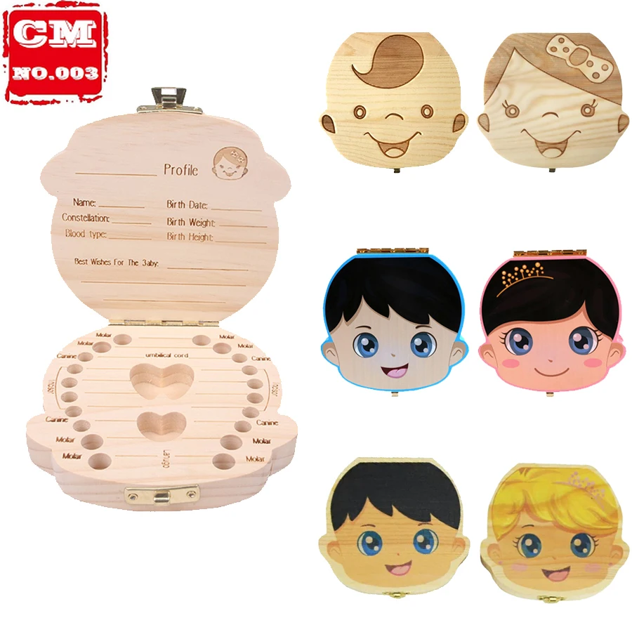 

French Portuguese Milk Teeth Storage Box Organizer Baby Souvenirs Kids Tooth Boexn Baby Tooth Box English Spanish Ru